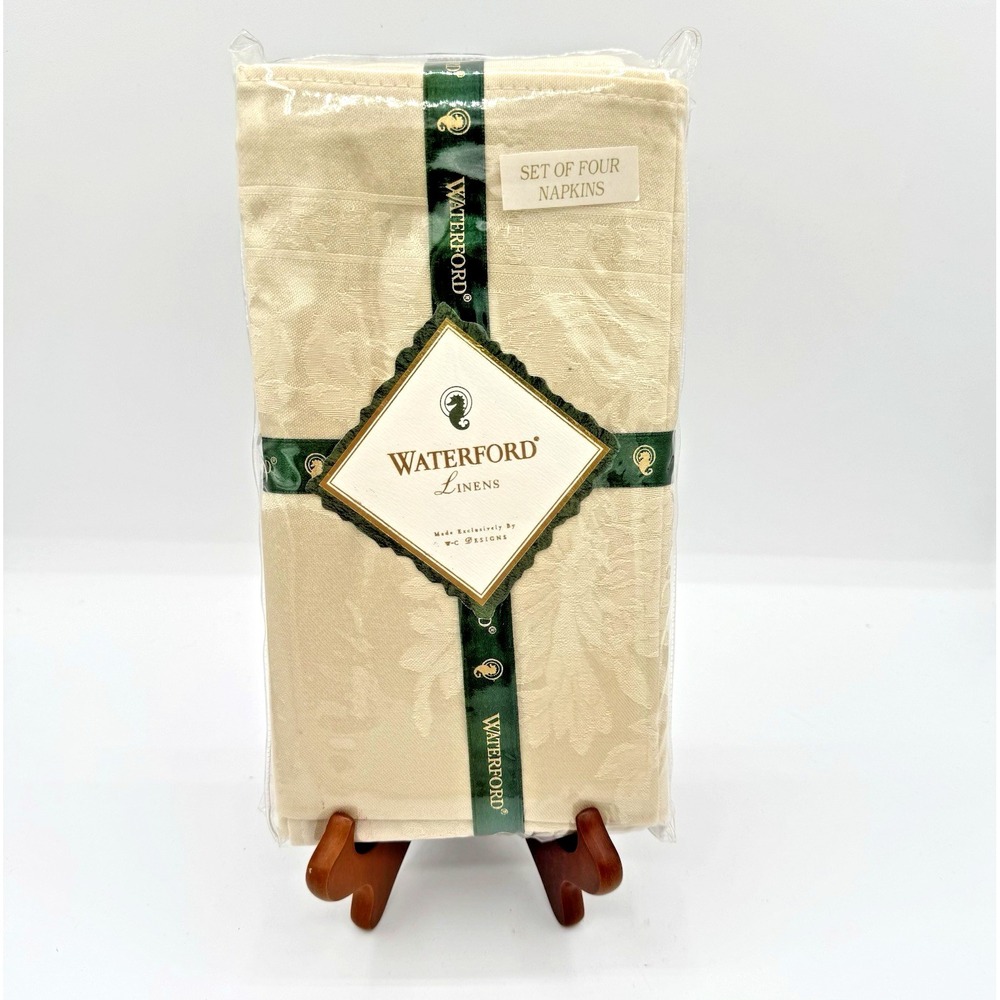 Vintage Waterford Linens 4 Napkins Set Ardmore Champagne Beige in Package New